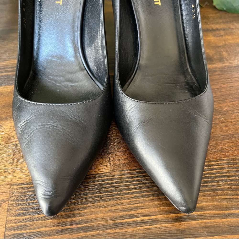 Saint Laurent Black Leather Pointed Toe Heels 37.5 $875 - Picture 6 of 17